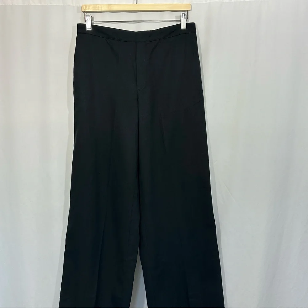 NWT Madewell Pull On Straight Wide Leg Linen Blend Pants in Drapey Twill Black - Picture 5 of 13